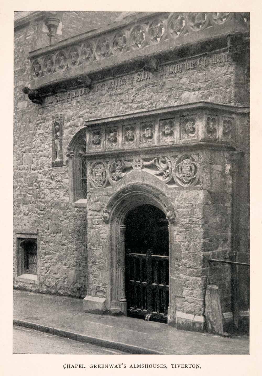 1906 Print Chapel Greenway Almshouse Church Charity Devon England Tiverton XGEA1