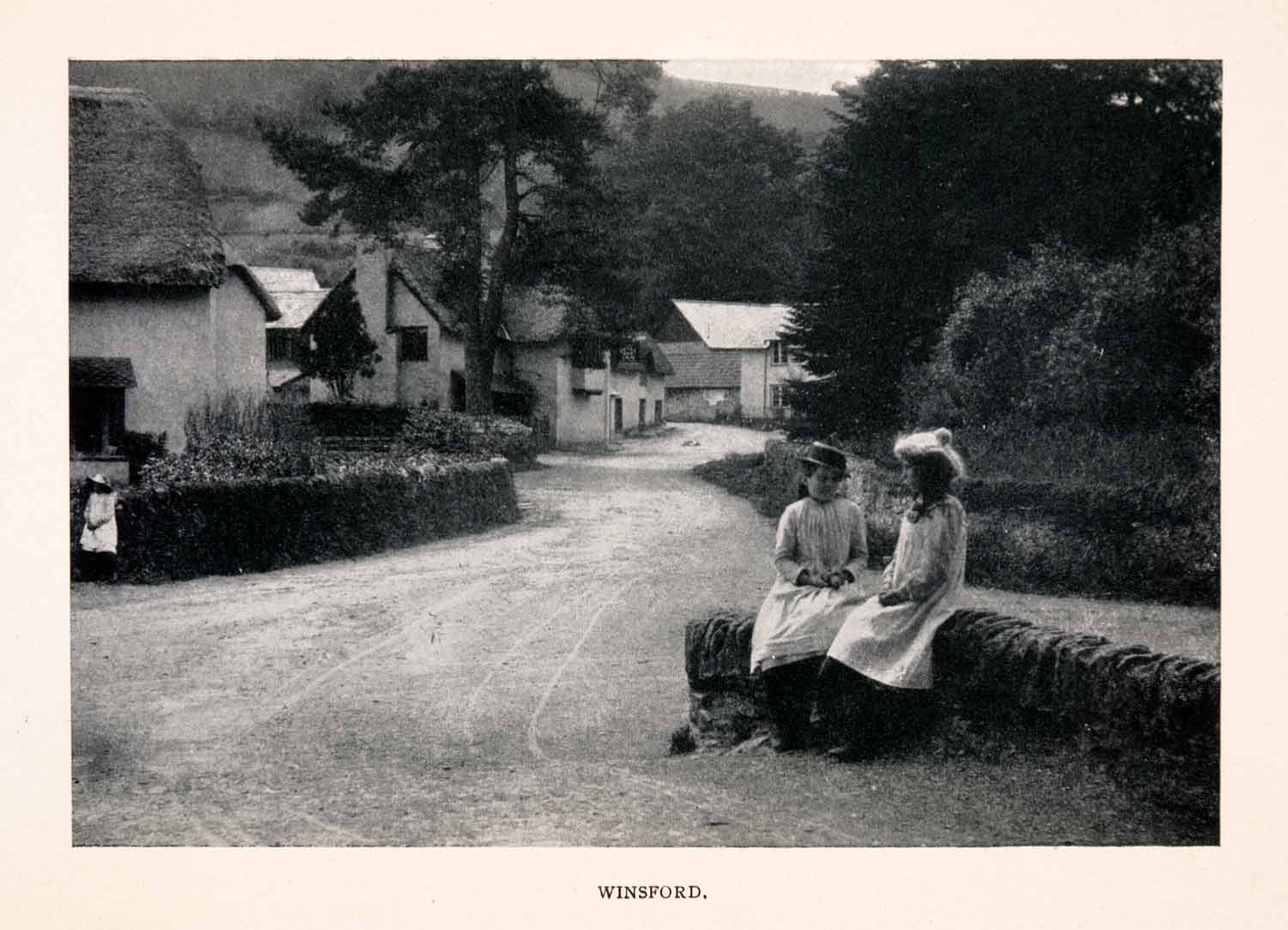 1906 Halftone Print Winsford Somerset England Village Girls Ward Road XGEA1