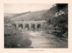 1906 Halftone Print Ward Landacre Bridge River Barle Withypool Exmoor XGEA1