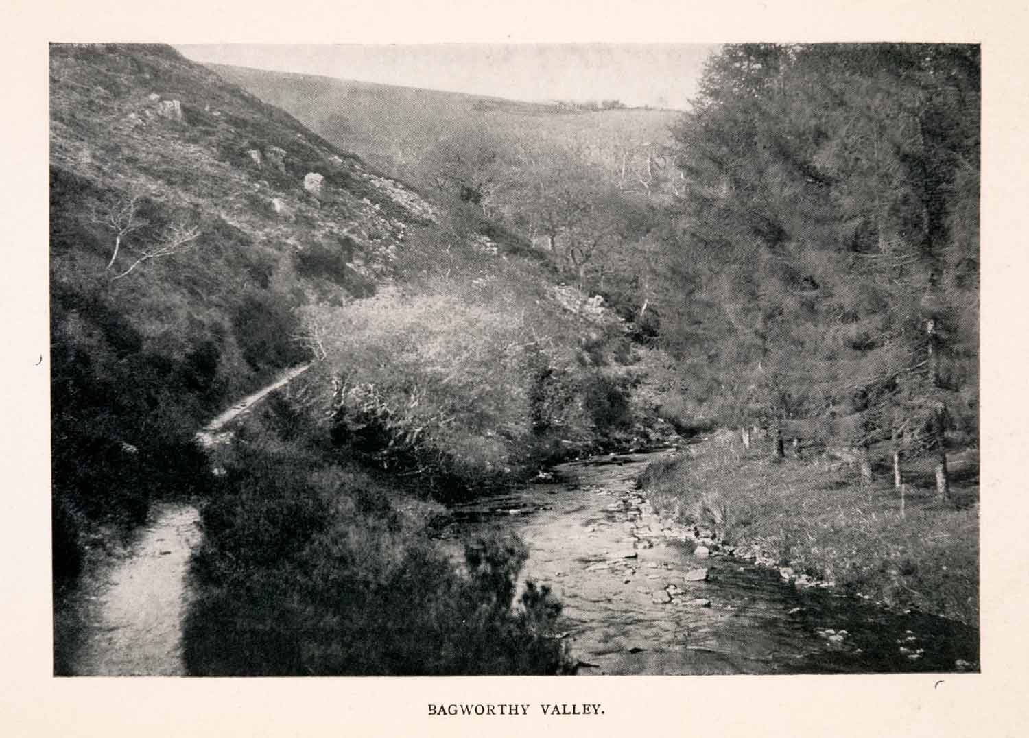 1906 Halftone Print Badgery Badgworthy Bagworthy River Valley Ward Devon XGEA1