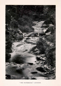1906 Halftone Print Longcombe Lancombe Devon England Ward Waterfall River XGEA1