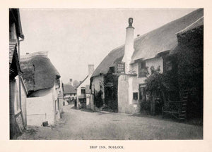 1906 Halftone Print Ship Inn Village Ward Somerset England Porlock Thatch XGEA1