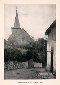 1906 Halftone Print Ward Ashford Church Barnstaple Devon England Village XGEA1