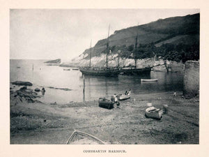1906 Halftone Print Ward Sailboat Harbor Combe Martin Combmartin Devon XGEA1