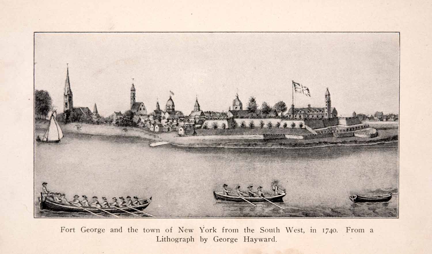 1910 Halftone Print Fort George New York Hayward Boat Row Settlement XGEA2