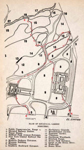 1910 Lithograph Conservatory New York Botanical Garden Map Directory XGEA2