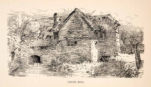 1925 Wood Engraving Falke Mill England Showell River Avon Art Warwickshire XGEA4 - Period Paper
