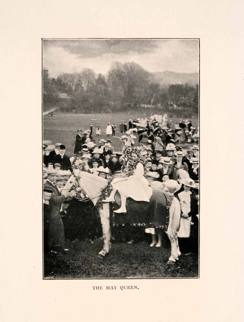 1902 Halftone Print May Queen Horse Gathering Royalty Celebration Festival XGEA5