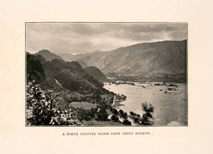 1902 Halftone Print Country Flood Barrow United Kingdom Lake Mountain Hill XGEA5