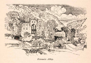 1903 Line-block Print Rievaulx Abbey North Yorkshire England Joseph XGEA6