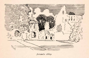 1903 Line-block Print Jervaulx Abbey Witton Yorkshire England Joseph XGEA6