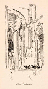 1903 Line-block Print Ripon Cathedral North Yorkshire England Joseph XGEA6