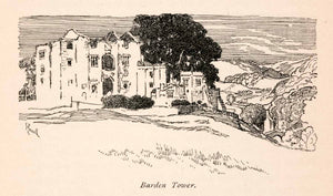 1903 Line-block Print Barden Tower Yorkshire England Joseph Pennell XGEA6