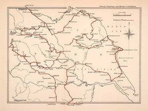 1903 Lithograph Highways Byway Yorkshire England Ripon Settle Leeds York XGEA6