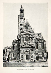1900 Print Saint Etienne du Mont Church Montagne Sainte Genevieve Paris XGEB1