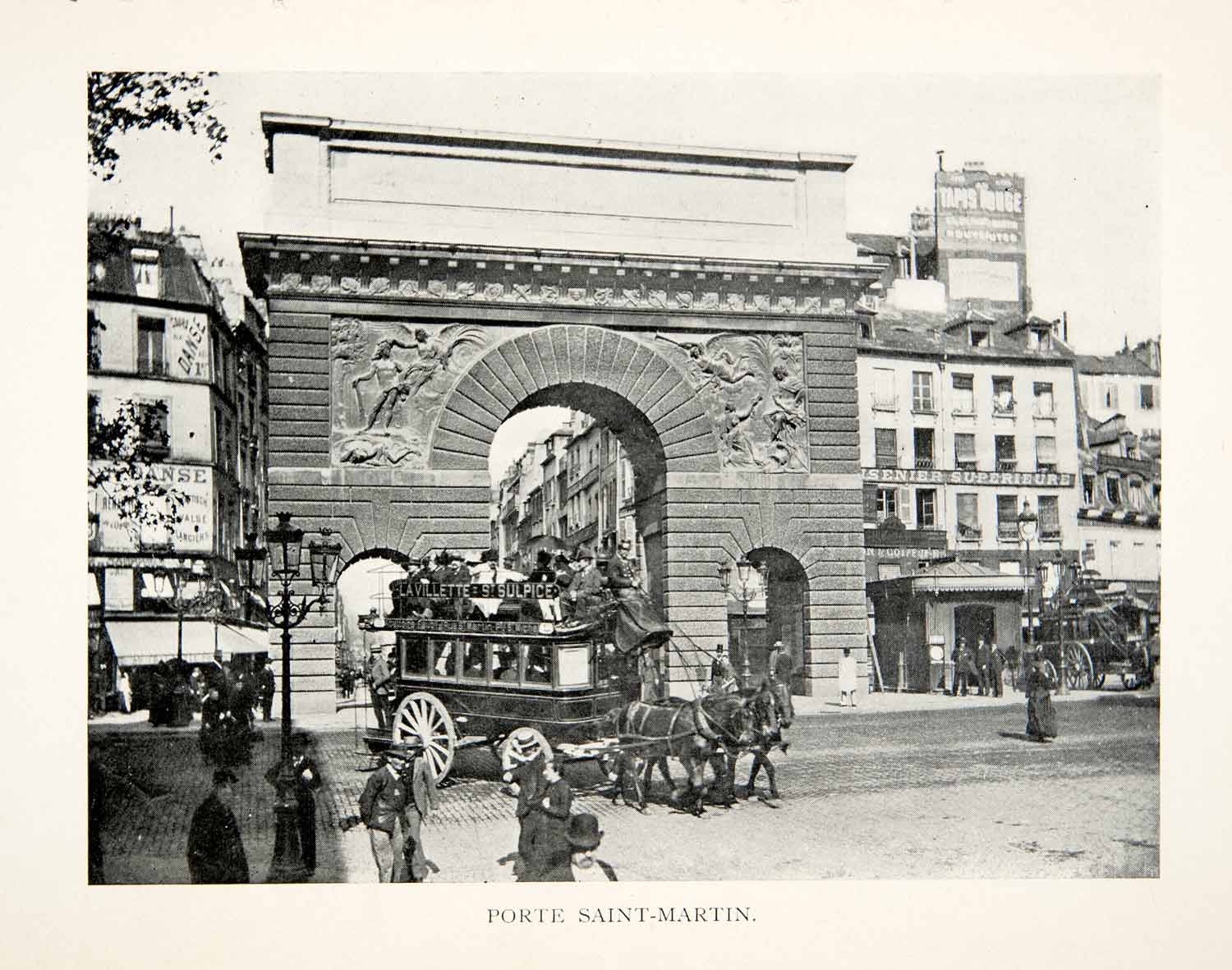 1900 Print Porte Saint Martin Parisian Monument Gate Fortification Paris XGEB1