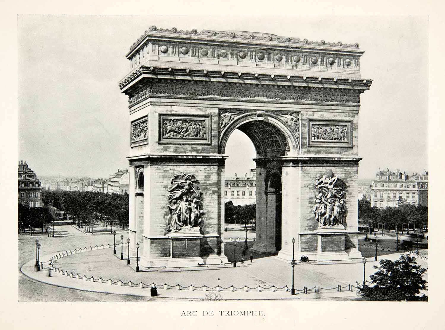 1900 Print Arc de Triomphe Monument Paris France Gate Place Charles Gaulle XGEB1