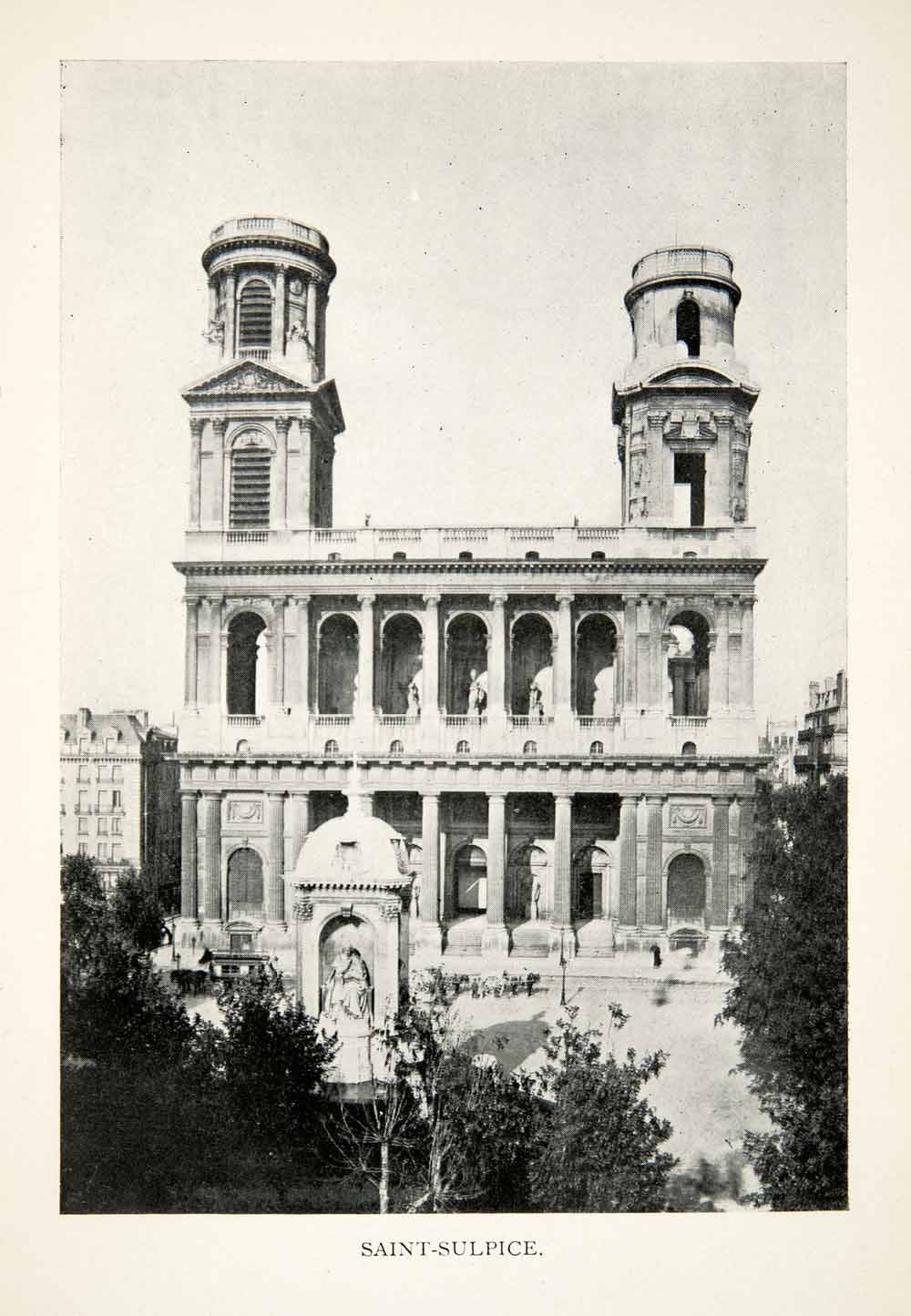 1900 Print Eglise Saint Sulpice Paris Roman Catholic Church France XGEB1