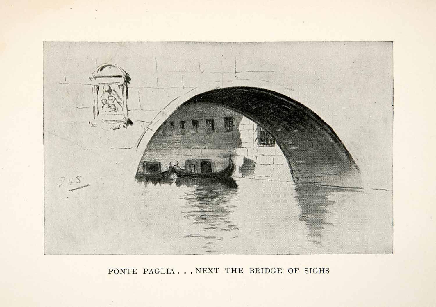 1899 Print Ponte Paglia Bridge Sighs Grand Canal Italy Francis Hopkinson XGEB2