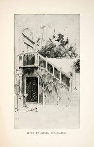1899 Print Palatial Staircase Italy Historic Courtyard Francis Hopkinson XGEB2