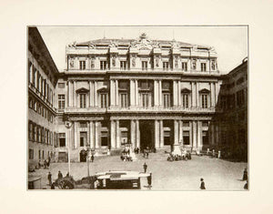 1892 Print Doges Palace Palazzo Ducal Piazza Nuovo Matteotti Genoa Italy XGEB3