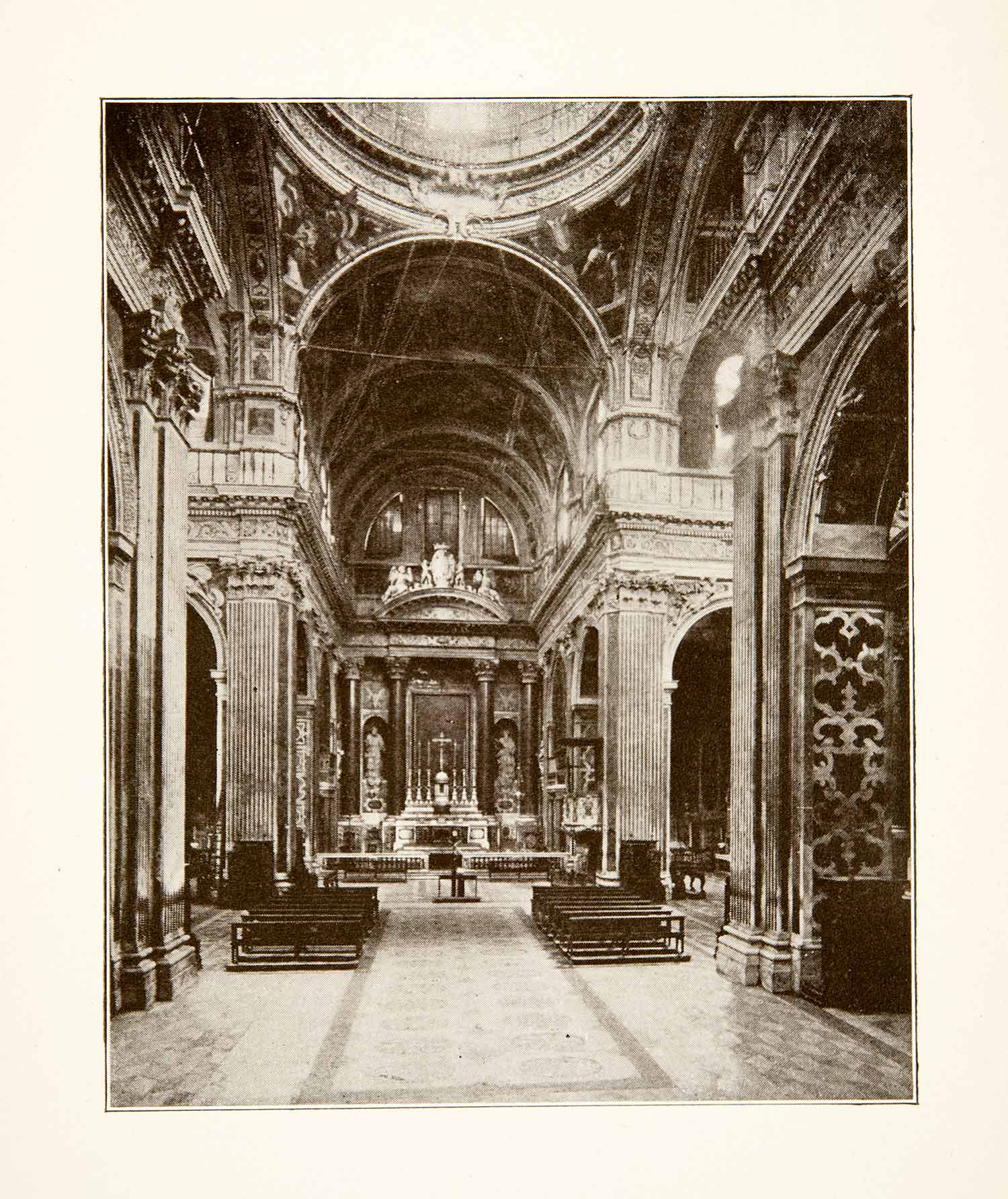 1892 Print Interior Church Santi Ambrogio Andrea Cathedral Genoa Italy XGEB3