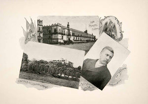 1893 Print Mexico City Profirio Diaz President Castle Chapultepec Capital XGEB4