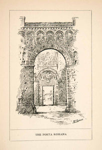 1902 Wood Engraving Porta Romana Milan Italy Historic Architecture Roman XGEB6