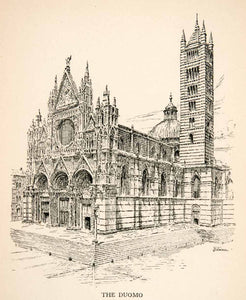 1902 Wood Engraving Duomo Cathedral Siena Italy History Renaissance XGEB6