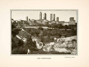 1902 Print San Gimignano Tower Siena Italy Cityscape Historic Landscape XGEB6