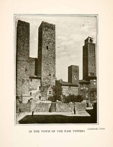 1902 Print Fair Towers Tuscany Italy Historic Medieval Architecture XGEB6