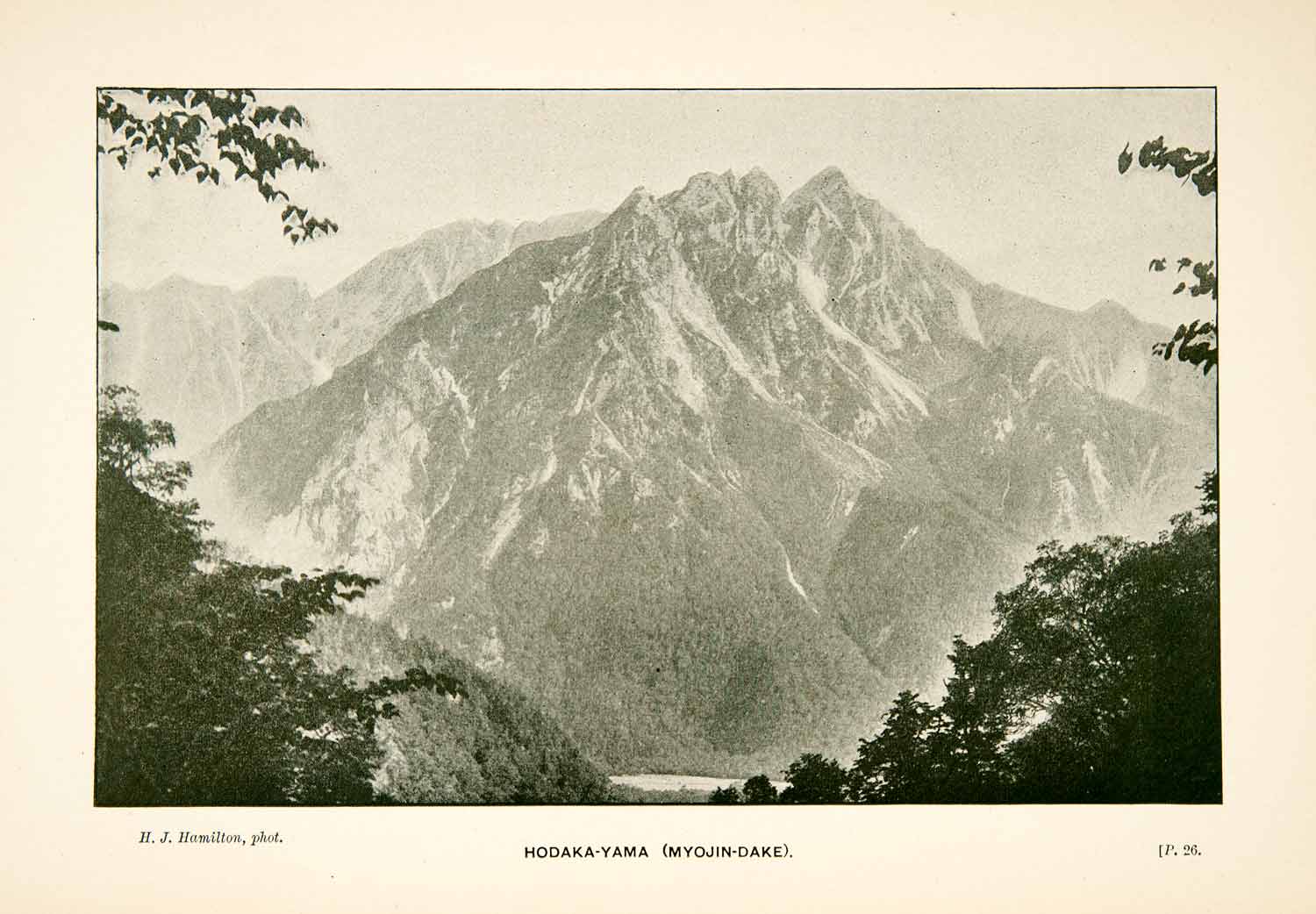 1896 Print Myojin Dake Hida Mountain Hotaka Yama Nagano Gifu Prefecture XGEB7