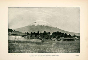 1896 Print Mount Fuji San Sama Cloud Cap Holy Mountain Farmland Tokyo XGEB7