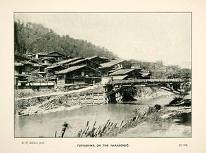 1896 Print Fukushima Nakasendo Kisokaido Central Mountain Route Japan XGEB7