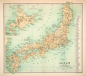 1896 Lithograph Japanese Islands Hida Mountains Alps Honshu Hondo Hokkaido XGEB7