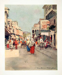 1912 Color Print Side Street Agra India Indigenous People Cityscape Menpes XGEB8