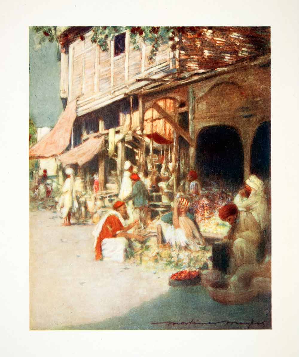 1912 Color Print A Rag Shop India Marketplace Cityscape Indigenous People XGEB8
