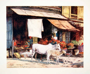 1912 Color Print Corner Fruit Market Delhi India Menpes Mortimer XGEB8