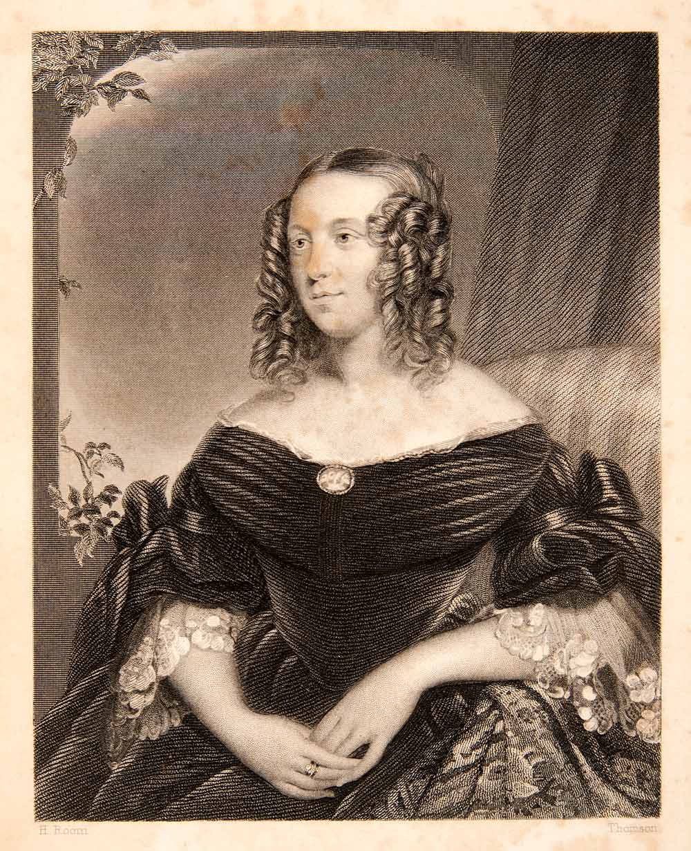 1840 Steel Engraving Julia Pardoe Portrait Writer Novelist Dress 19th XGEC1