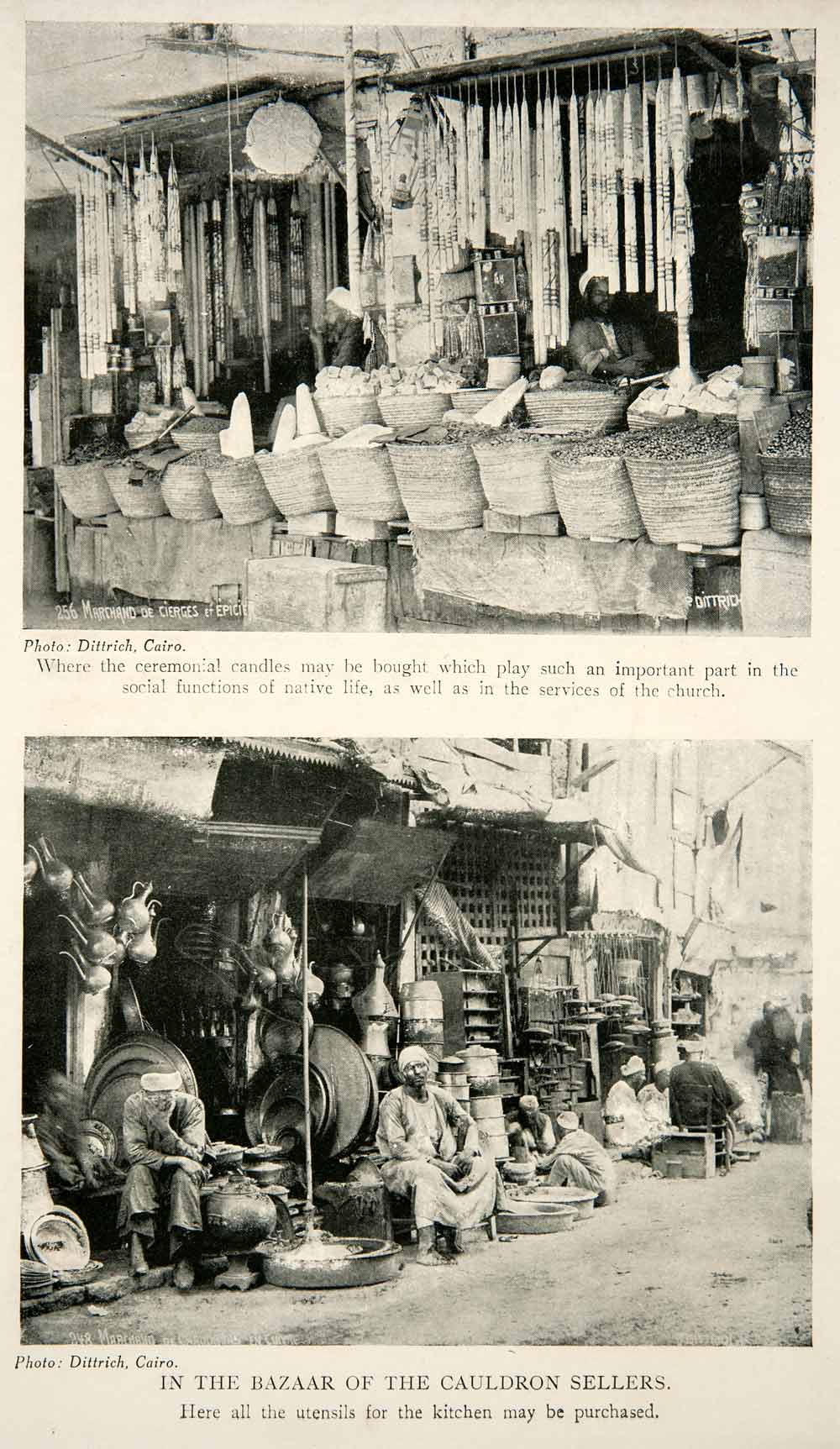 1918 Print Candle Cauldron Seller Souq Bazaar Market Cairo Egypt Street XGEC2