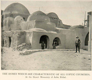 1918 Print Coptic Church Domes Deir Anba Bishoy Wadi Al Natrun Egypt XGEC2