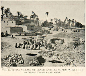1918 Print Egypt Keneh Qena Pottery Jar Coptic Christian Dittrich Johannes XGEC2