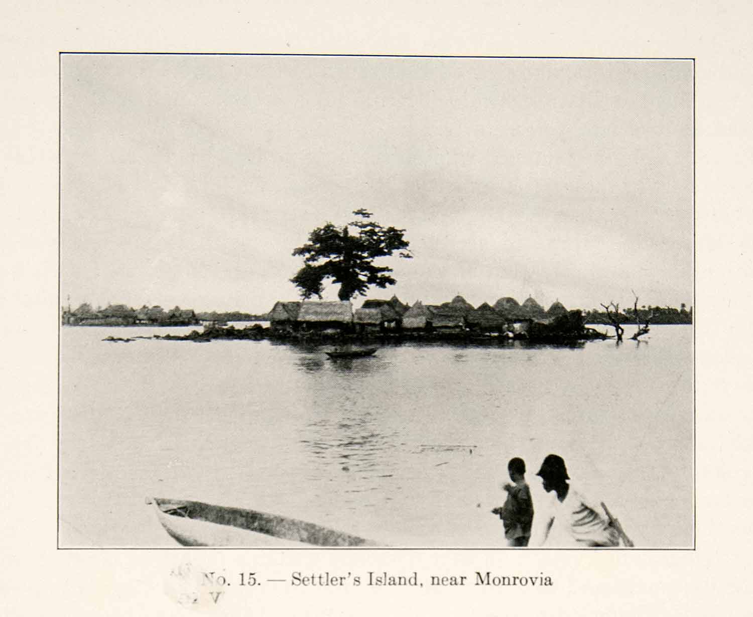 1930 Print Settler's Island Monrovia Water Tree Buildings Liberia West XGEC4