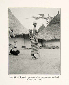 1930 Print Nude Kpwesi Woman Costume Carrying Infant Child Africa Liberia XGEC4