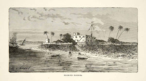 1881 Print Diamond Harbor Hooghly River India Landscape Cityscape Port XGEC6