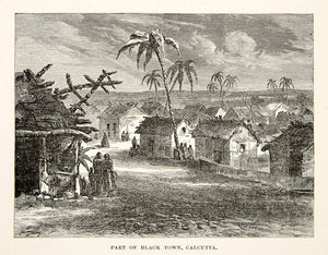 1881 Print Calcutta Kolkata India Black Town Cityscape Low Class Living XGEC6