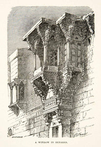 1881 Print Window Architecture Style Building Street House Brick Benares XGEC6