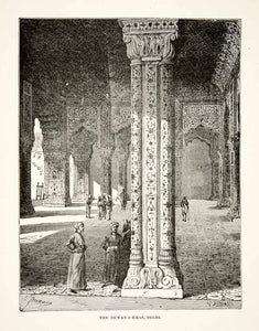 1881 Print Diwan-i-khas Hall Private Audience Delhi India Royal XGEC6