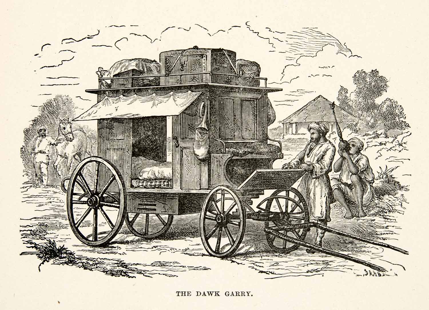 1881 Print Dawk Garry Cart Wagon Travel Transportation Luggage Travel XGEC6