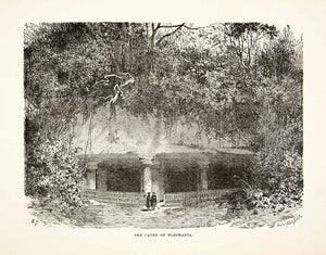 1881 Print Elephanta Island Caves Maharashtra India Landscape Historic XGEC6